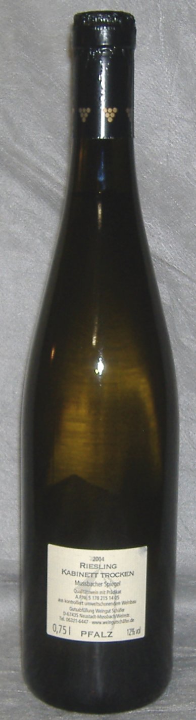 2004, Mußbacher Spiegel, Riesling, Kabinett, trocken, Foto 2